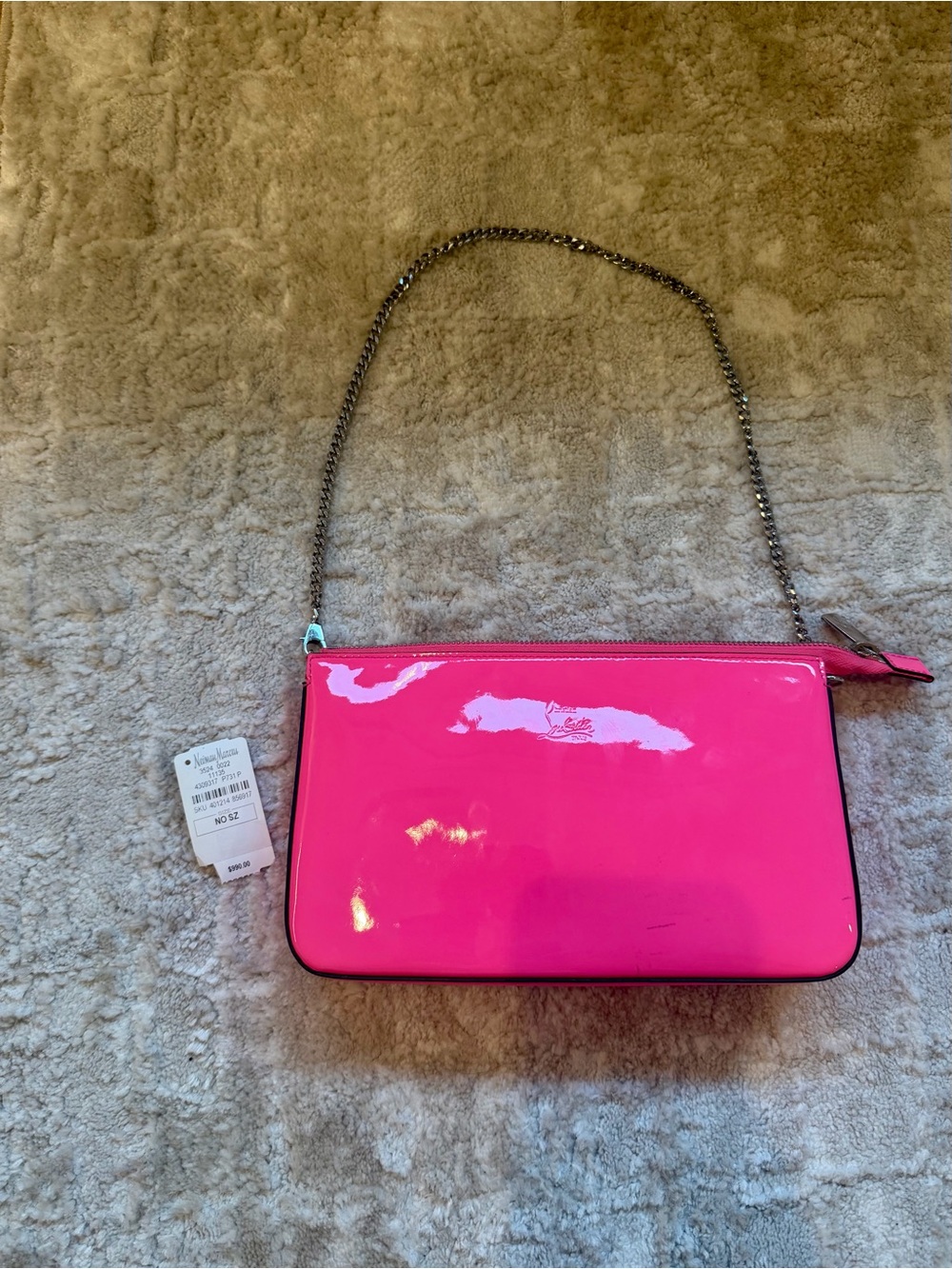 Christian Louboutin Bright Pink Patent Chain Shoulder Bag